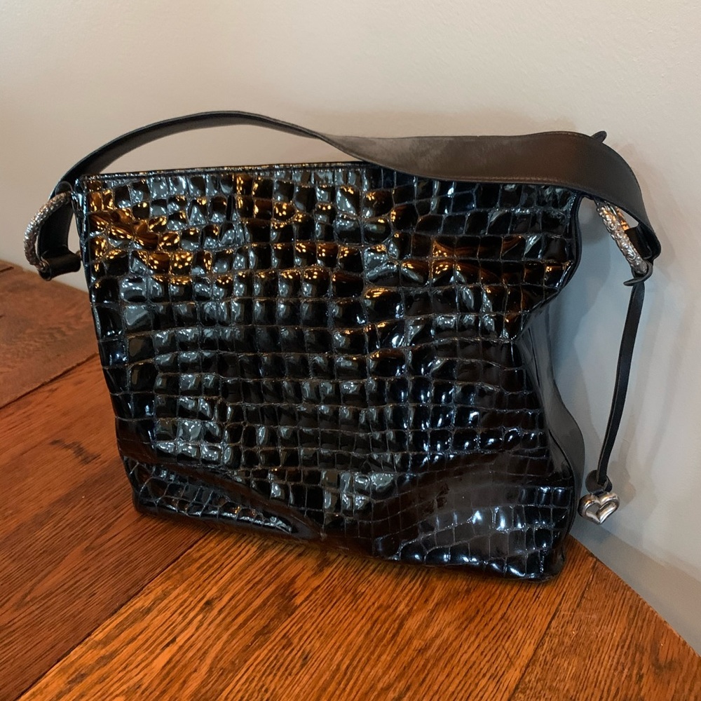 Brighton Cher Black Croc Shoulder Bag